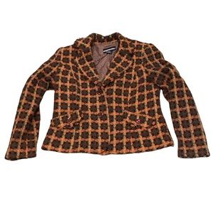 Requirements Petite Nubby Wool Blend Plaid Blazer Size 10P